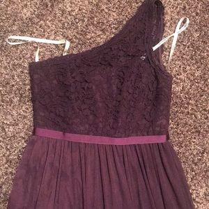 David’s bridal bridesmaid dress. Plum